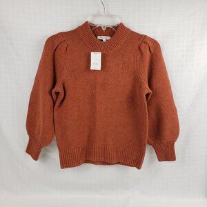 Madewell Sweater XXS Orange Cotton/Merino Wool Balloon Sleeve Fall Winter NWT